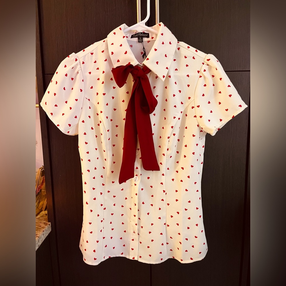 Vintage inspired heart tie top